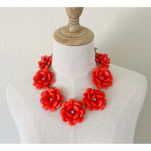 J Crew Red Flower Bib Statement